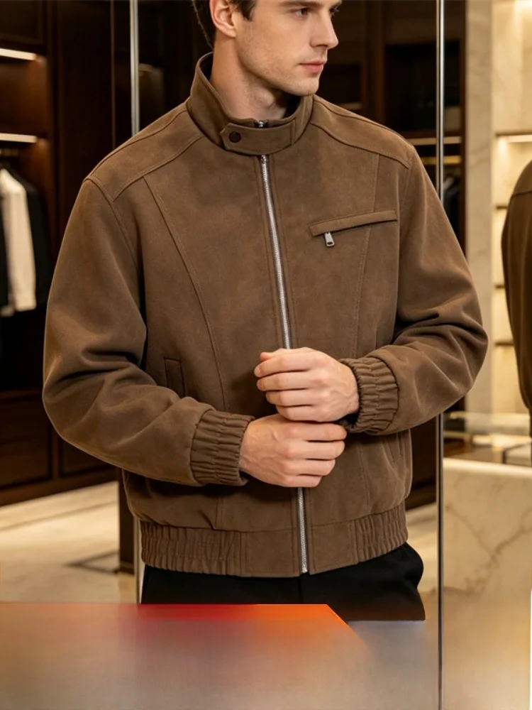 Washed Matte PU Leather Jacket Men's Fashion Commute High-end Business Coat Stylish American High Street Style Autumn Jacket