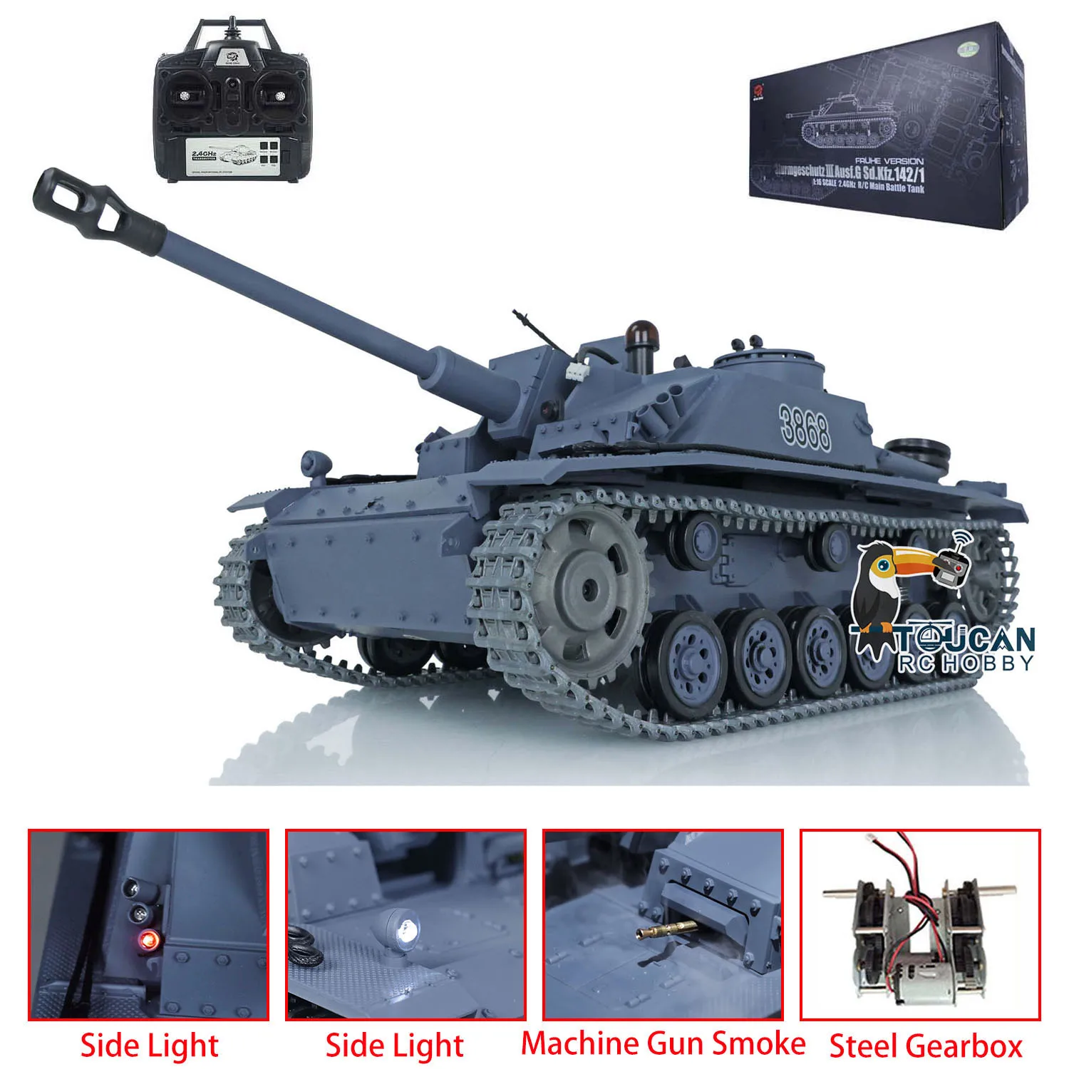 1/16 Spare Parts Heng Long HL TK7.0 German Stug III RC Tank 3868 Metal Tracks Turret Side Light TOUCAN