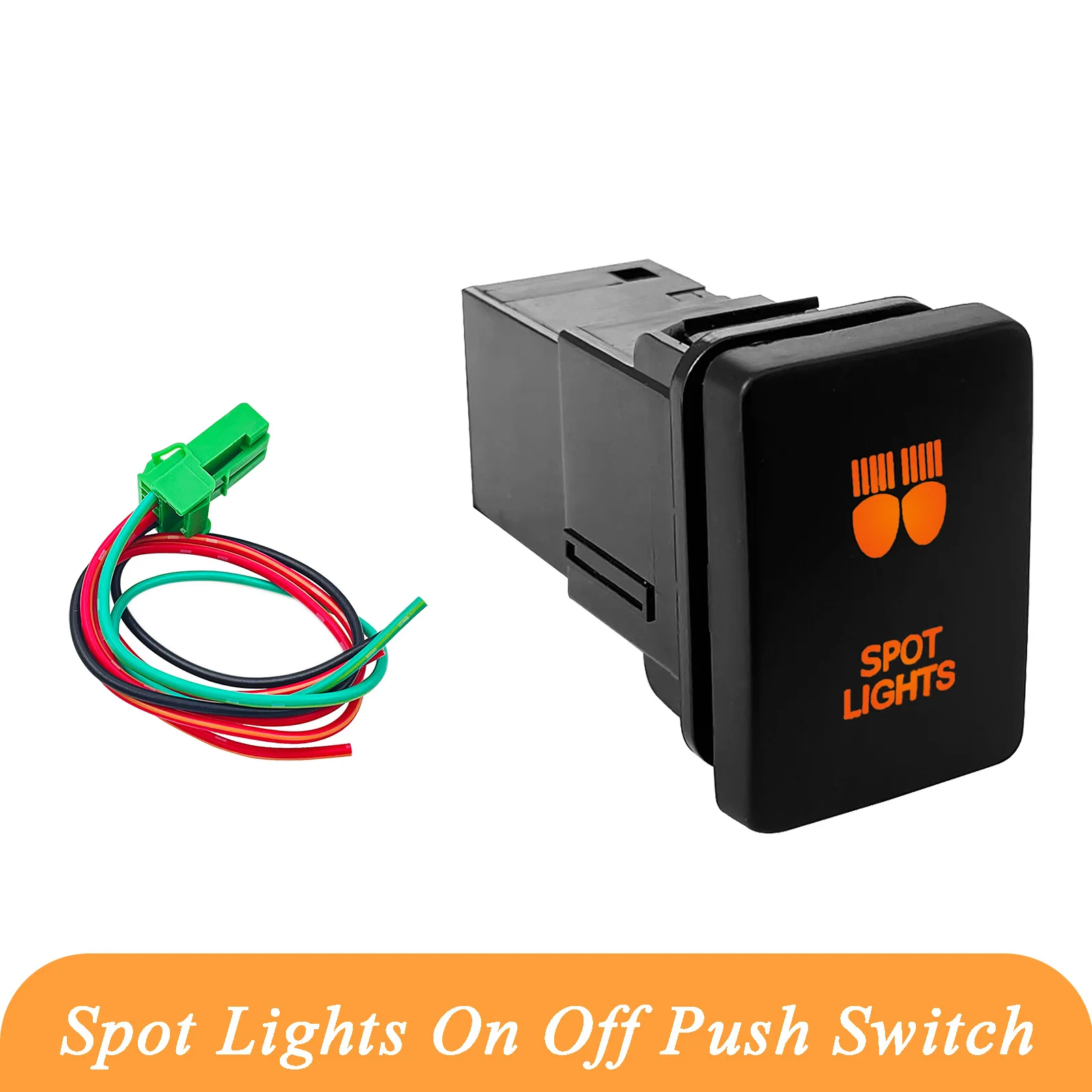 12V Push Switch for Toyota Hilux RAV4 Prado 150 200s Landcruiser GUN HiAce NEW Orange Led ON OFF SPOT LIGHTS