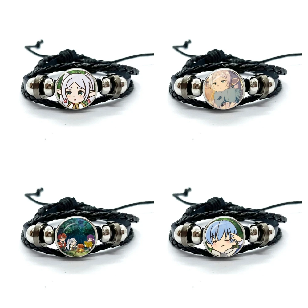 Anime Frieren Beyond Journey's End Leather Bracelets Glass Dome Multilayer Braided Bracelets Bangles Handmade Jewelry Gifts