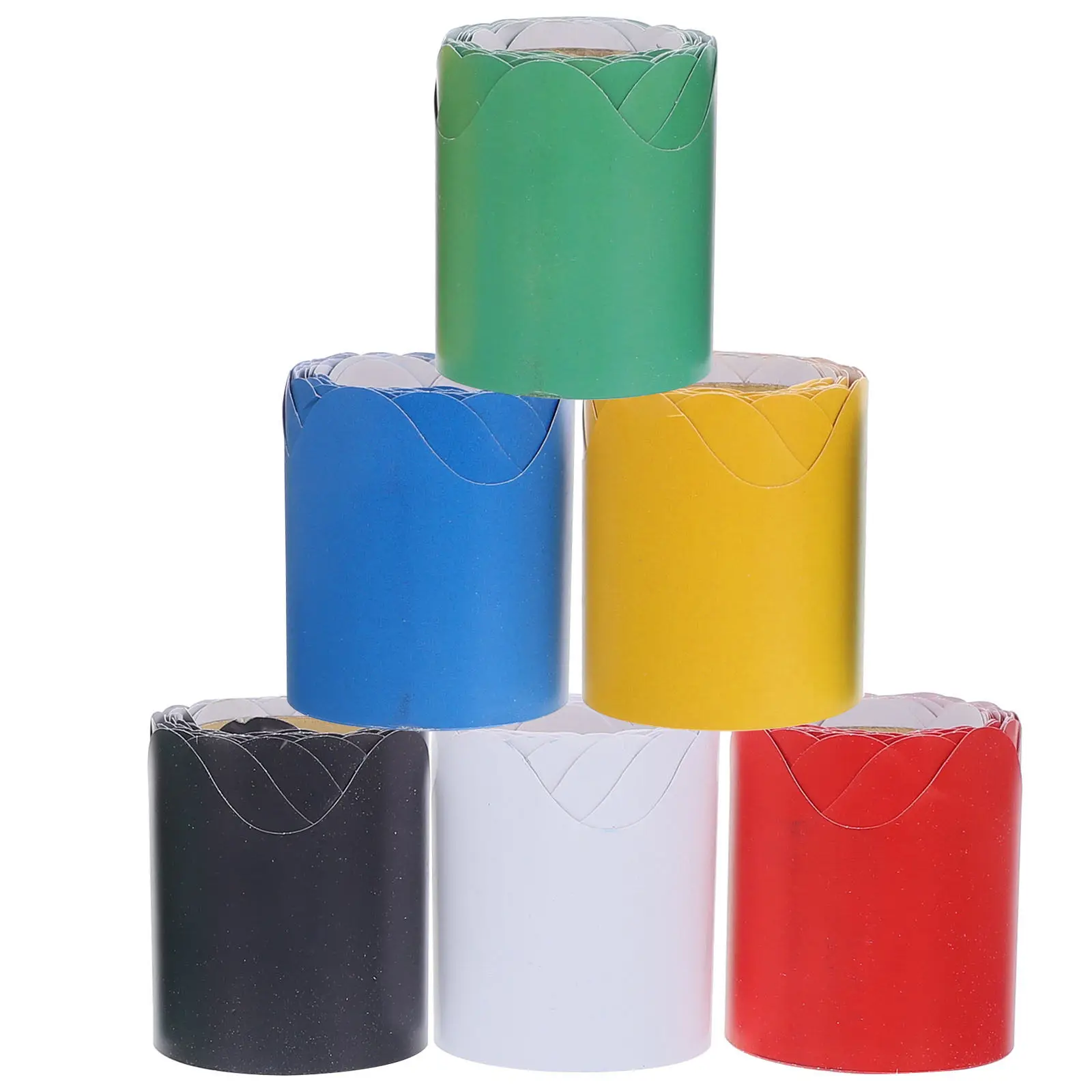 

6 Rolls Bulletin Trim Decorative Border Paper Classroom Bulletin Board Borders Wave Border Trims DIY Craft Classroom Decoration