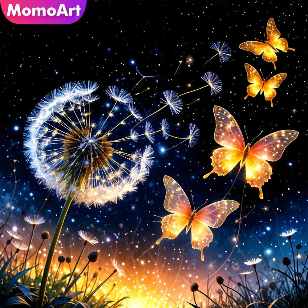 Momoart 5d diy diamante mosaico borboleta animal adequado para iniciantes nova chegada pintura diamante dandelion presentes do feriado