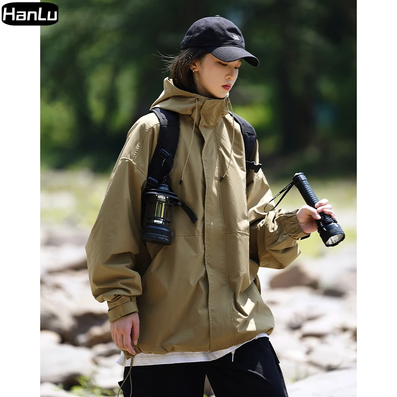 Women's hooded waterproof sprinter men's autumn and winter new outdoor loose fitting fashion brand functional style work jacket