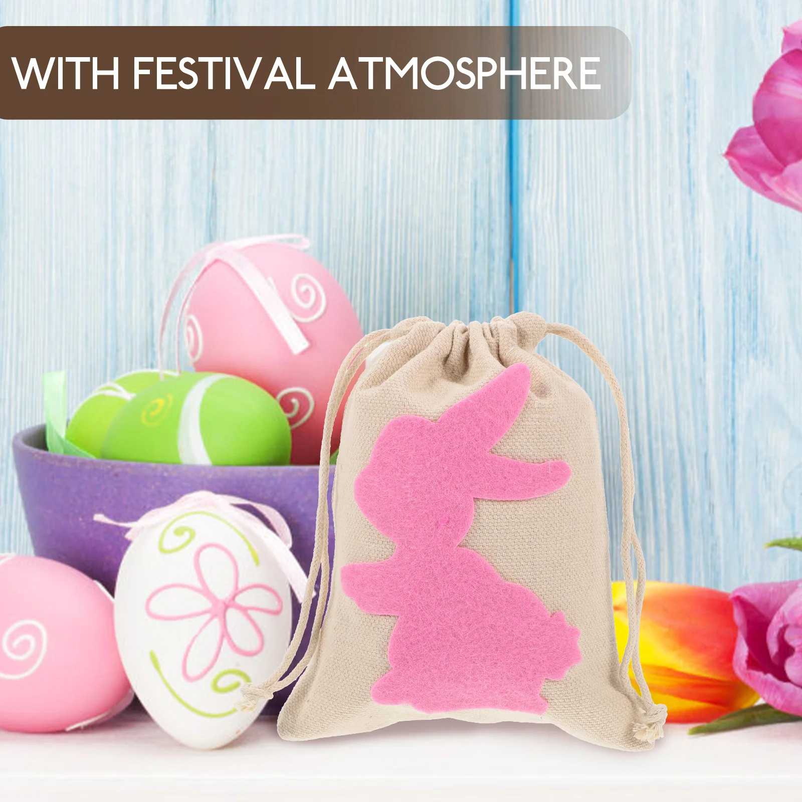 

4Pcs Easter Rabbit Drawstring Bags Small Gift Pouches Candy Jewelry Storage Bags for Party Favors Giftbags with Drawstring