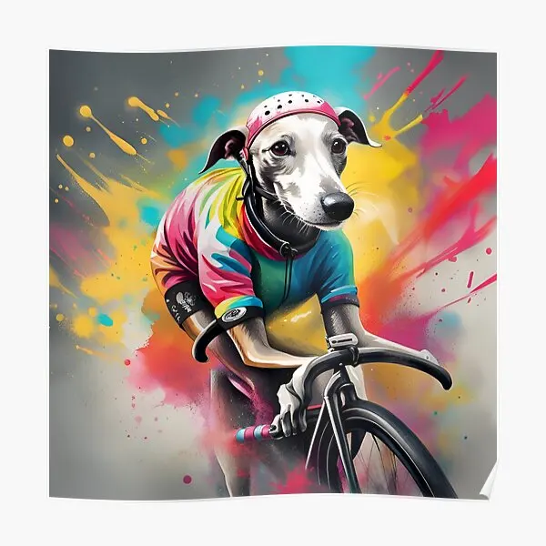 Whippet Sports Racing Cyclist  Poster Vintage Home Painting Room Art Mural Modern Picture Print Decoration Funny Decor No Frame