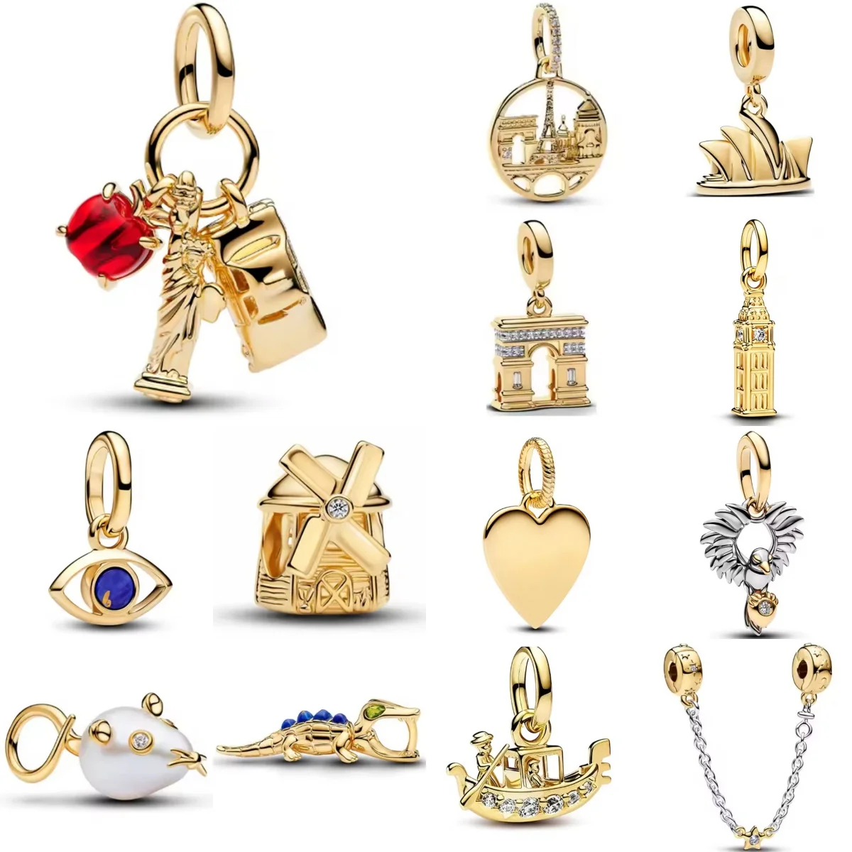 2026 New Silver Gold Ship Mouse Building Pendant Charm Bead Fit Original Women Bracelet Beer Wine Dangle 925 Jewelry Gift