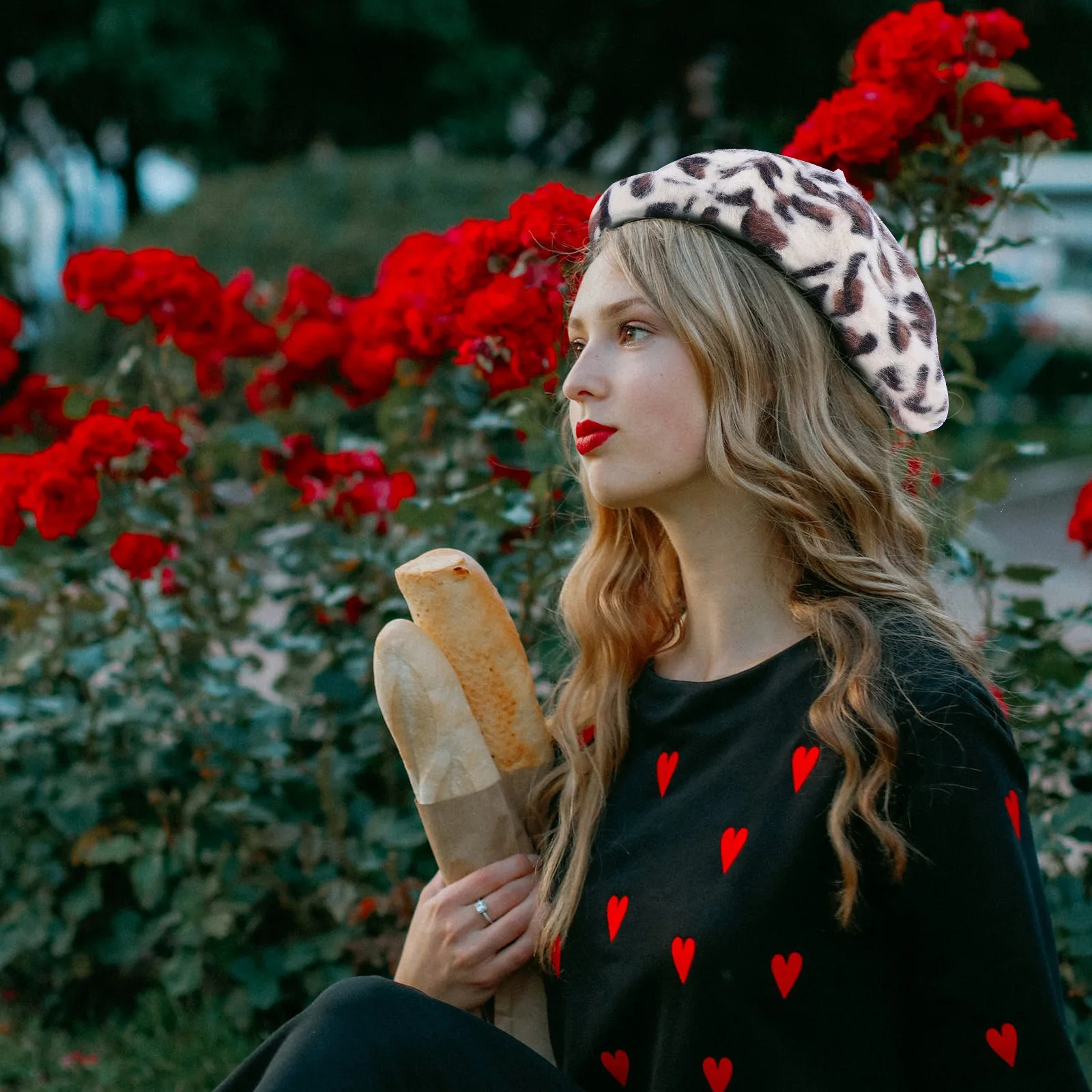 

1pc Warm Leopard Beret Exquisite Hat For Female Fashionable Beanie Wearing Decor Cap Spring Autumn Winter Wear