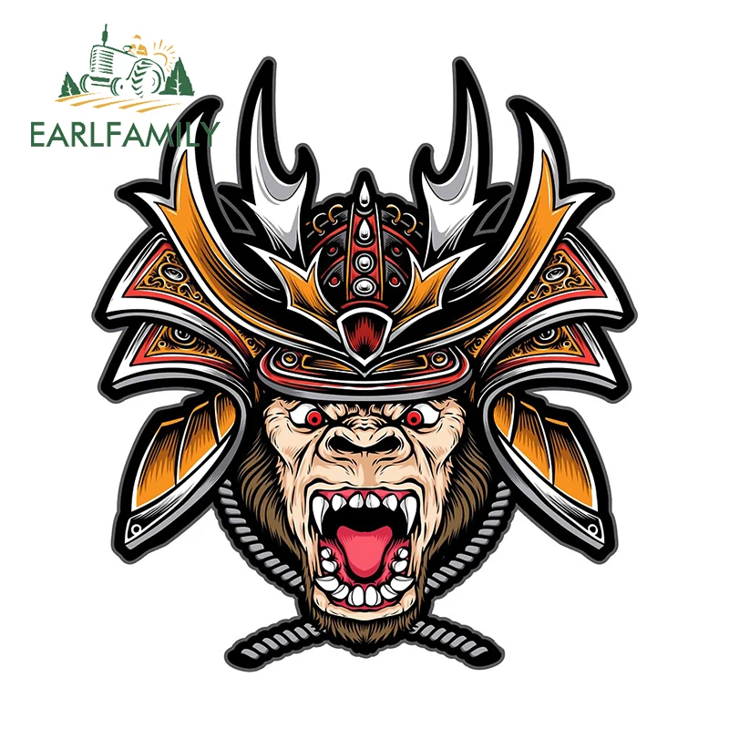 EARLFAMILY Angry Warrior Gorilla Car Stickers Creative Japanese Style Vehicle Decals Waterproof Fuel Tank Cap Accessories