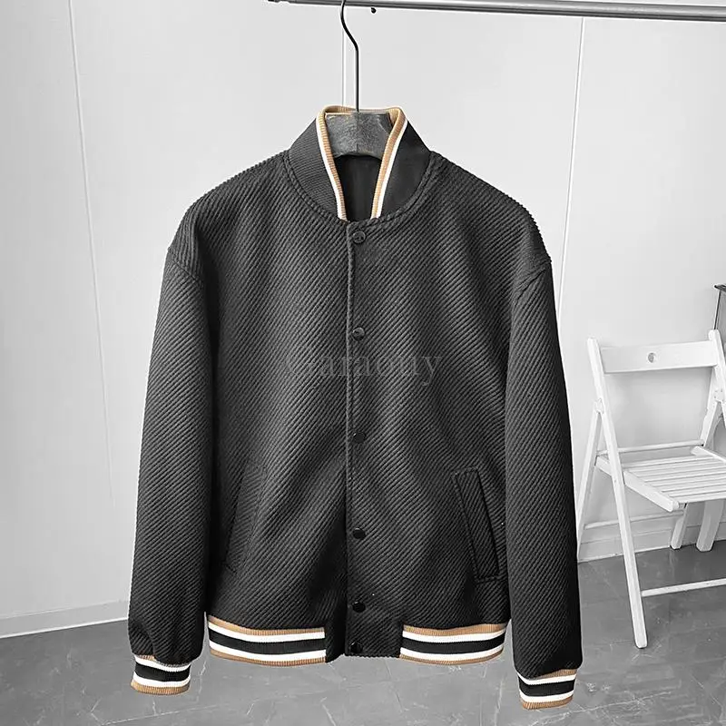 Garaouy 2022 Autumn Men\'s Simple Retro Baseball Uniform Contrasting Colors Bomber Jacket Leisure All-match Streetwear Coat Male