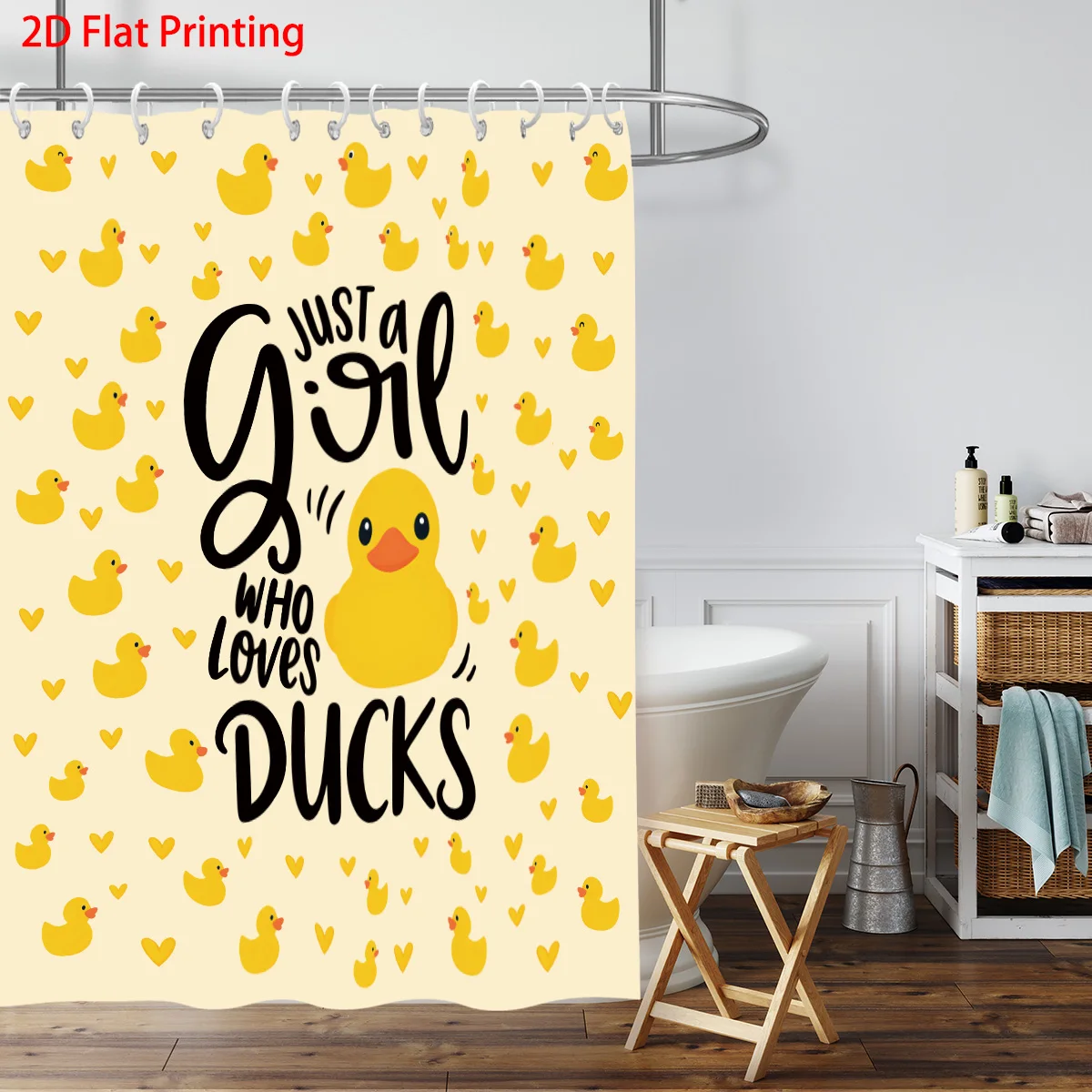 

Забавная шторка для душа с узором в виде желтых уточек для девочек, мягкая, водонепроницаемая, декор для ванной комнаты, отличная идея для подарка детям и подросткам