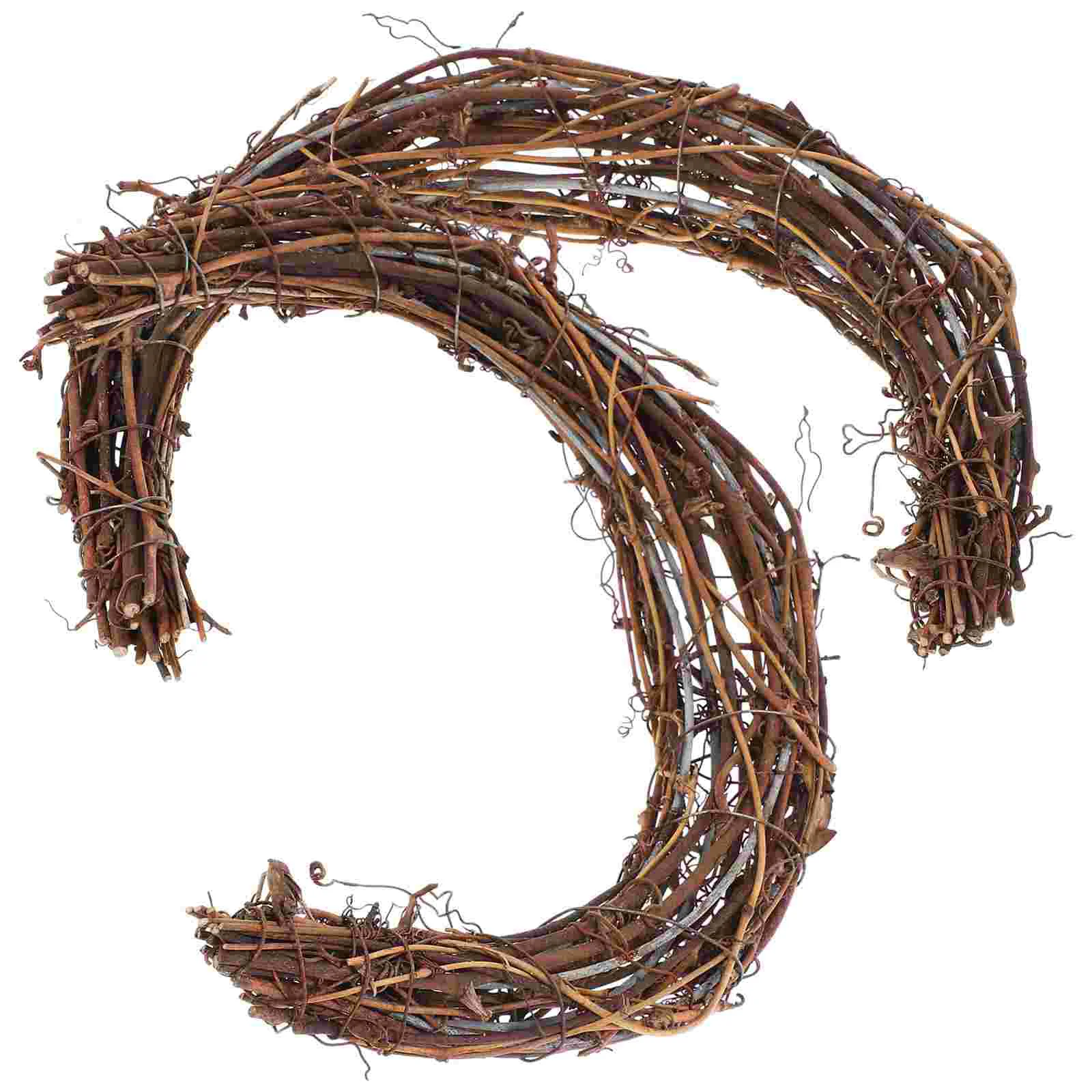 

2 Pcs Fake Rattan Garland Halloween Outdoor Decorations Hand Woven Rings Wreath Iron Christmas Making