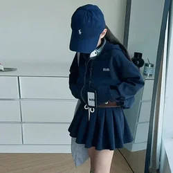 Tiener School Meisjes Trainingspak Casual Hoodie Geplooide Rok Twee Stukken Kinderkleding Set College Stijl Marine Mode Kinderoutfits