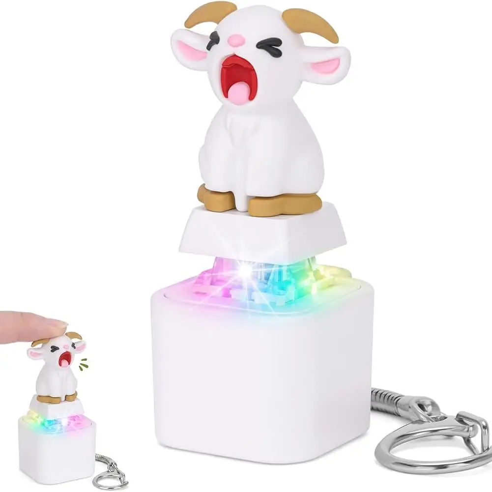 Screaming Goat Keychain Toy With Flashing Light Press‑To‑Sound Funny Novelty Prank Toy Stress‑Relief Fidget Decor Pendant view 5