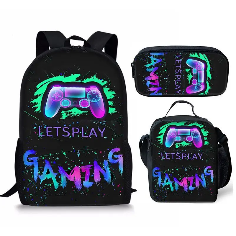 Classic Popular New Games 3D Print 3pcs/Set Student School Bags Laptop Daypack Backpack Lunch bag Pencil Case