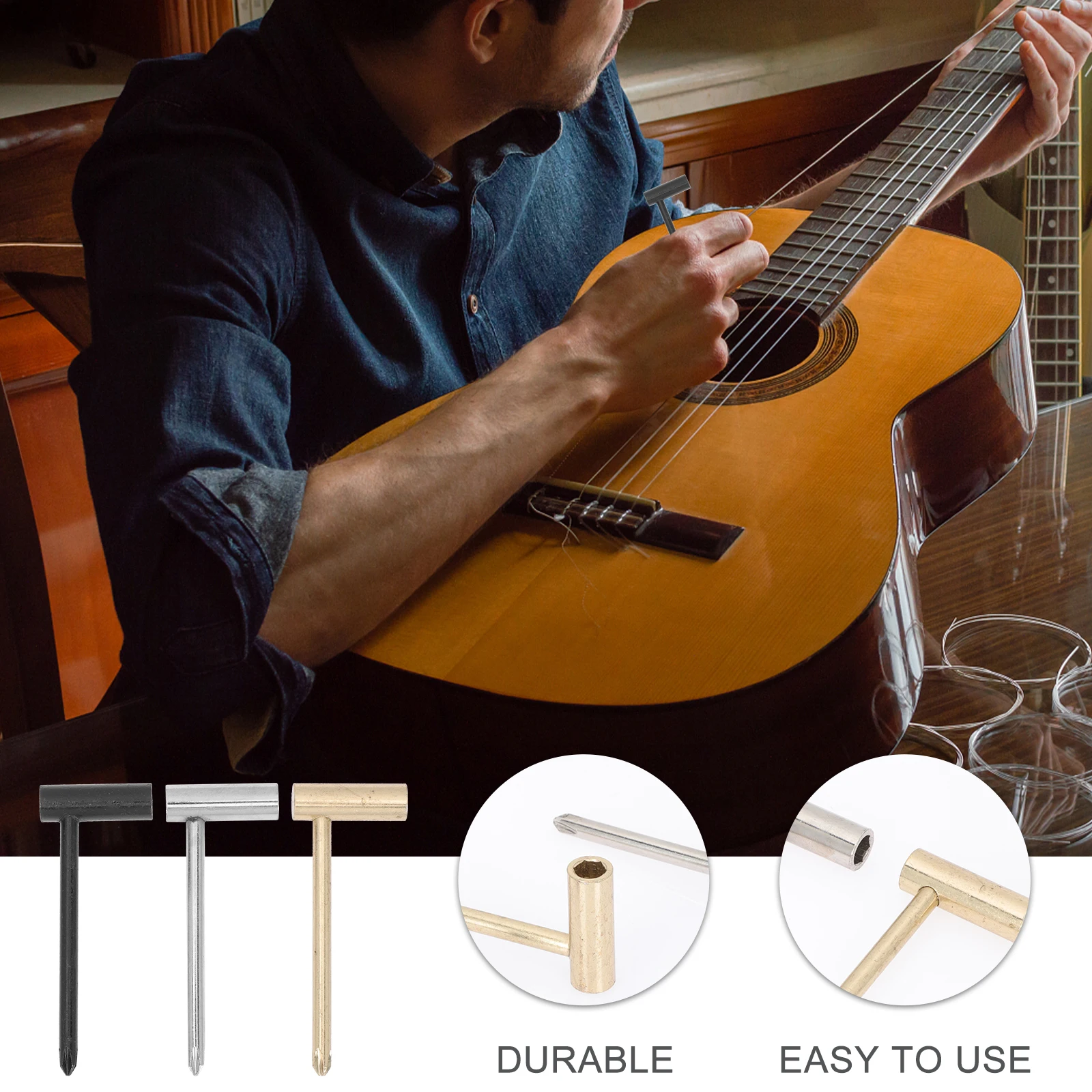

3pcs Guitar Wrenches Truss Rod Adjustment Tools Metal Key Accessories For Guitars Durable Material Neck Tuning Repair