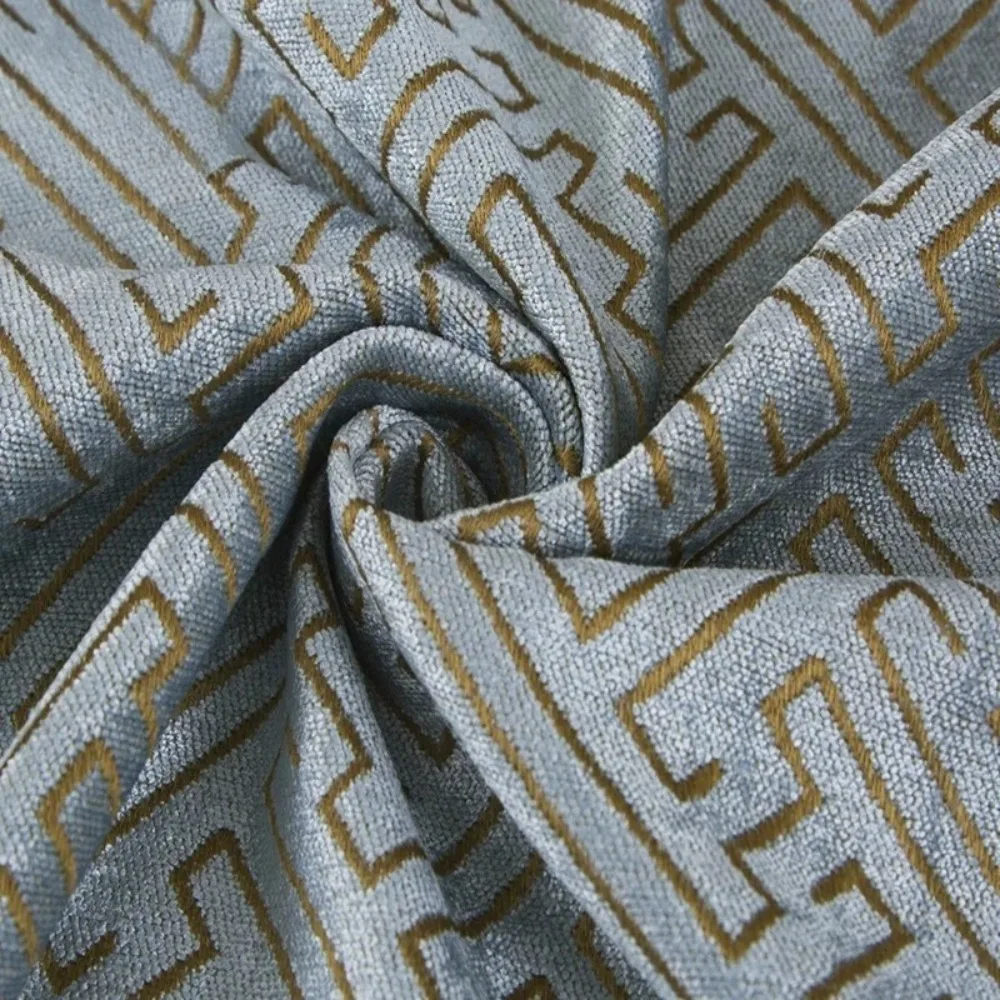 Heavy Chenille Sheer Curtains for Living Room Bedroom Windows Blue Thermal Insulated Room Curtains Drapes Vintage American Style