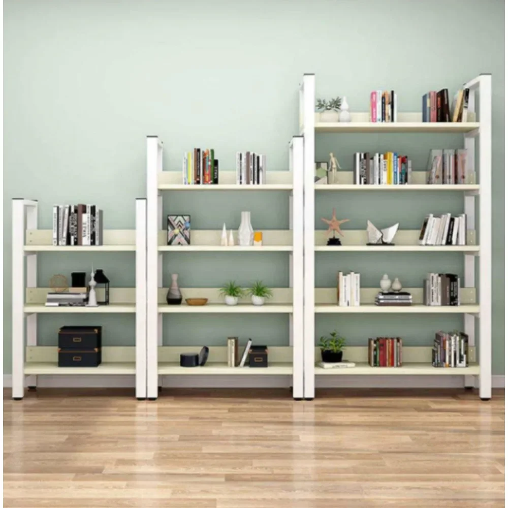 Home Floor Standing Bookshelf Multi-layer Steel and Wood Storage Rack Home Office Rental Room Display and Storage Bookshelf