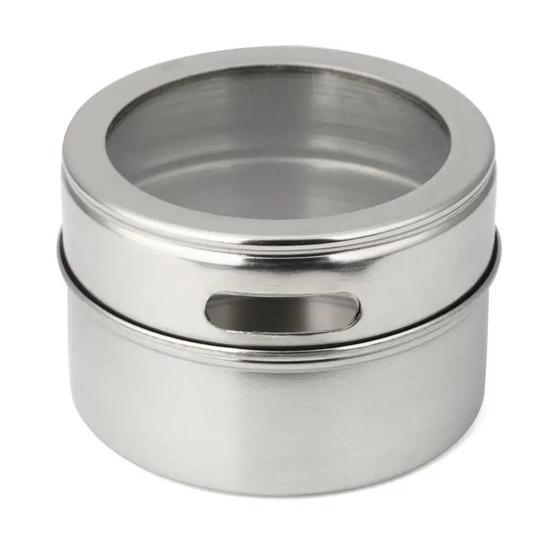 1PC-Magnetic Spice Jars Stainless Steel Seasoning Tins Storage Containers and Small Holes Top Lid with Sprinkle Sift Pour