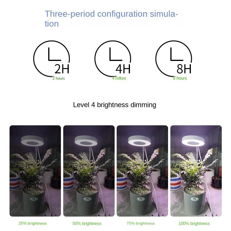 LED Kapalı Melek Halka Bitki Büyüme Işığı 2/4/8H Açma/Kapama Zamanlayıcı USB 5V Geri Çekilebilir Yükseklik Tam Spektrum Simüle Güneş Işığı Tesisi