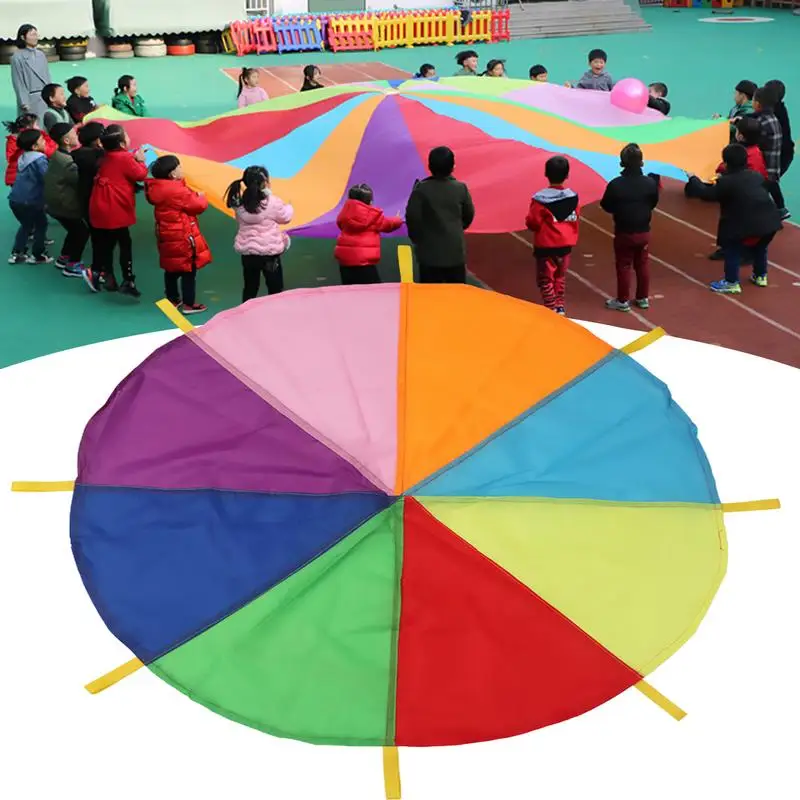 Child Kids Sports Development Early Education Outdoor Game Rainbow Umbrella Parachute Toy Jump-sack Ballute Play Parachute