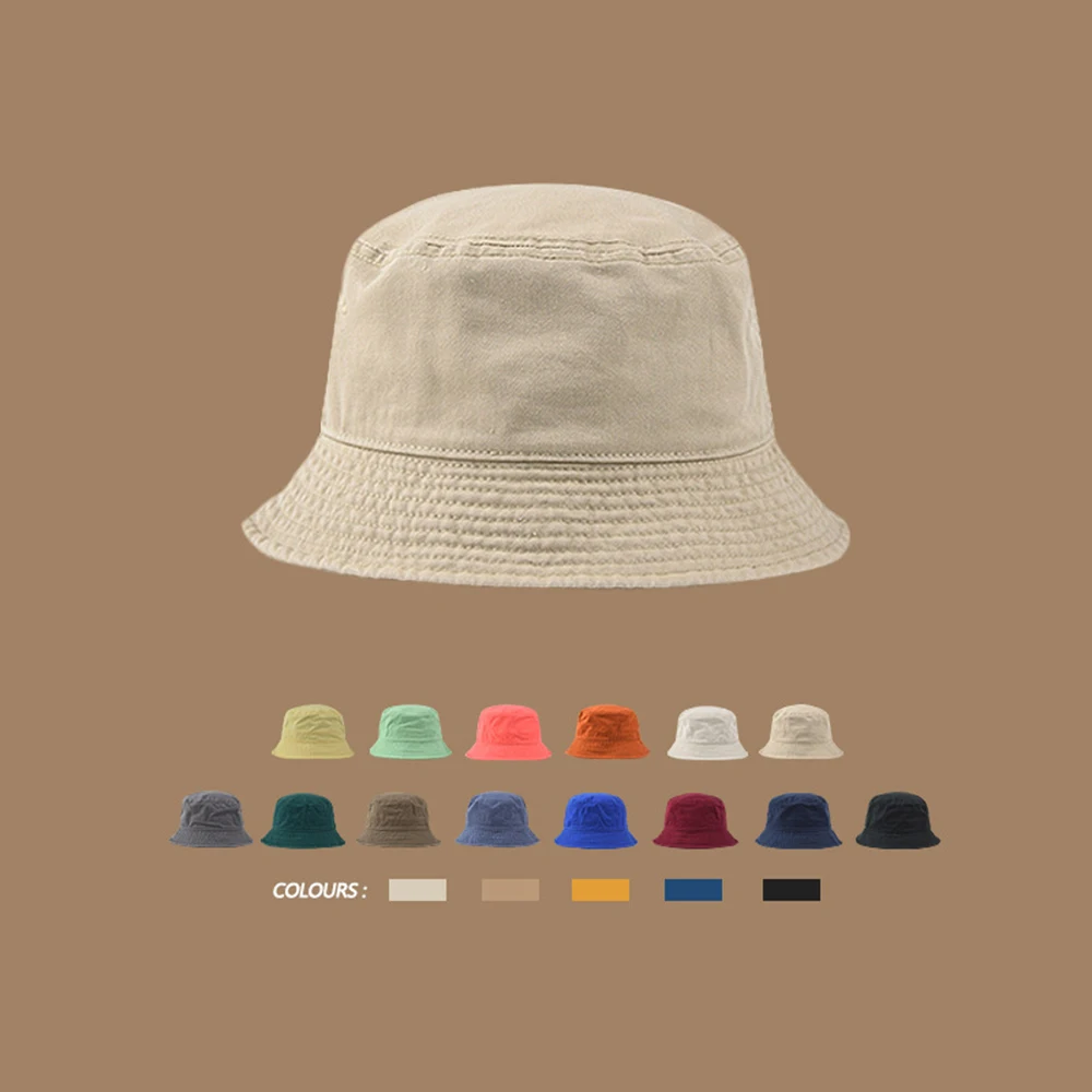 

Spring Summer Retro Solid Color Sunscreen Fisherman Hat Soft Top Black Bucket Hats Men And Women Sunshade Visor Caps