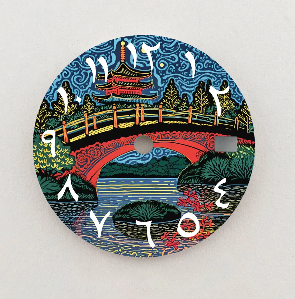 Циферблат NH35, циферблат с древней башней, 28,5 мм, циферблат с арабскими цифрами, подходит для NH35/36, запасные части для часов, аксессуары на заказ