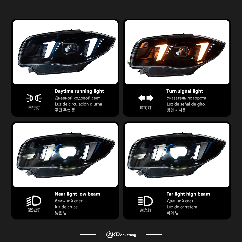 أضواء السيارة لسيارات BMW 1 Series E87 LED المصباح 2004-2011 120i 118i رئيس مصباح Drl العارض عدسة السيارات #3