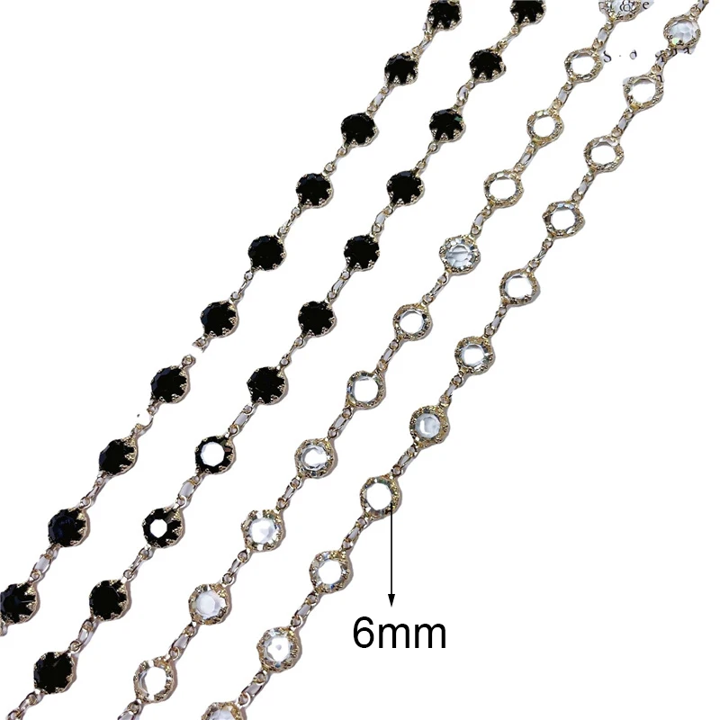 1meter Glass Crystal Beads Chains Necklace Kc Gold Color Copper Link Bracelet Chains Bulk Lot for Diy Jewelry Making Accessories