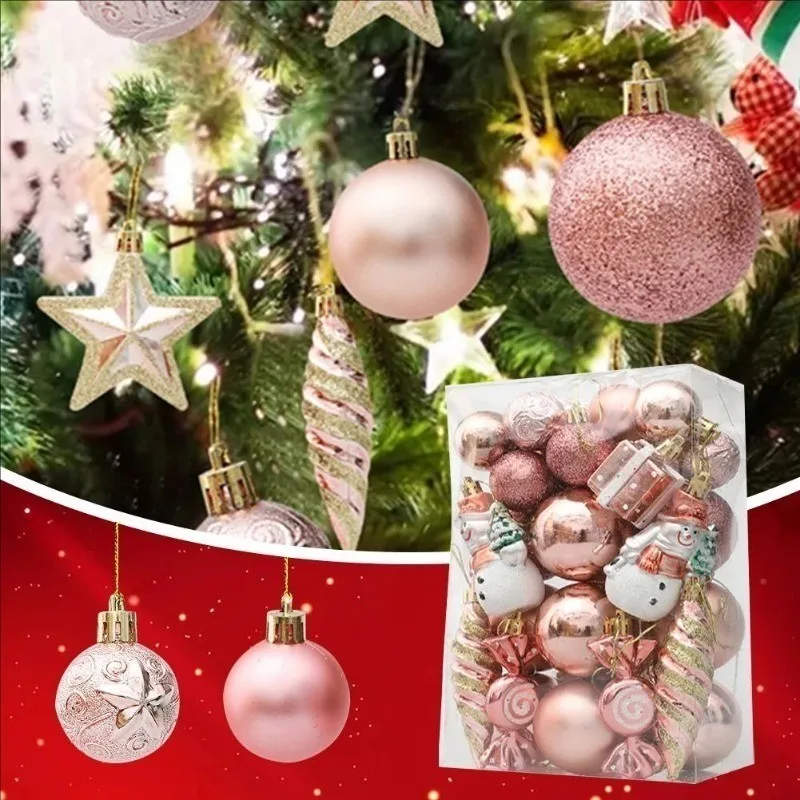 20/29Pcs Christmas Ball Christmas Tree Decoration Pendant Candy Vine Pinecone Jewelry Set Christmas Home Decoration Pendant Gift