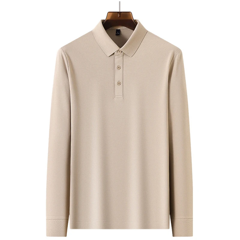 

Fall Winter Pure Cotton Men's Polo Shirt High Quality Business Casual Solid Color Men's Formal Polo Shirt