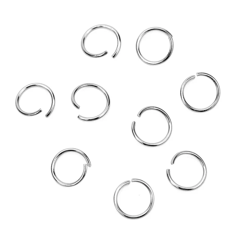 Bagues ouvertes en acier inoxydable pour diabétique, 100 pièces, ne se fanent jamais, 4/5/6/8/10mm, connecteurs fendus pour collier bracelet, accessoires de bijoux