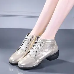 Breathable Women's Jazz Shoes Lace-up Modern Dance Shoes Lady Comfortable Air Cushion Platform Sneakers for Dancing Walking 