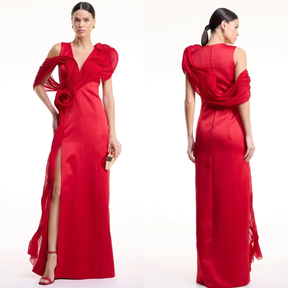 

Customized Classic Fashion Pleat Ruched Draped Straight Off-the-shoulder Long Dresses Bespoke Occasion Dresses Matching Casual