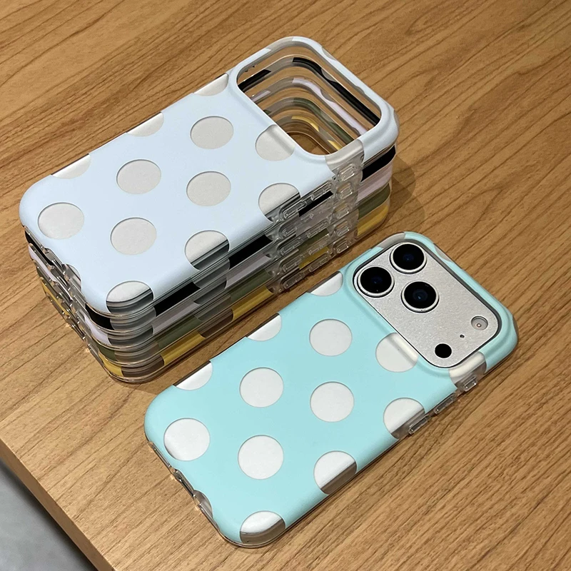 Fundas de Teléfono con Diseño de Puntos para iPhone 15 16 17 Pro Max, Funda 13 14 Pro, Carcasa Rígida IMD TPU a Prueba d