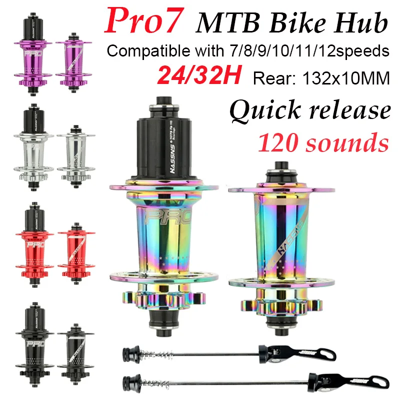 HASSNS PRO 7 32 holes mtb hubs 7 8 9 10 11 12speed Mtb hubs noisy cube k7 24/32holes hub for bike MTB Rear Hub Quick Release