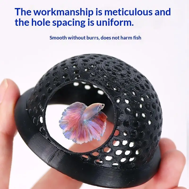 1/3/4 PCS 3D Printed Betta Fish Hide Cave Smooth Safe Edges Hollow Breathable Design For Aquarium Decoration Small Fish Tank