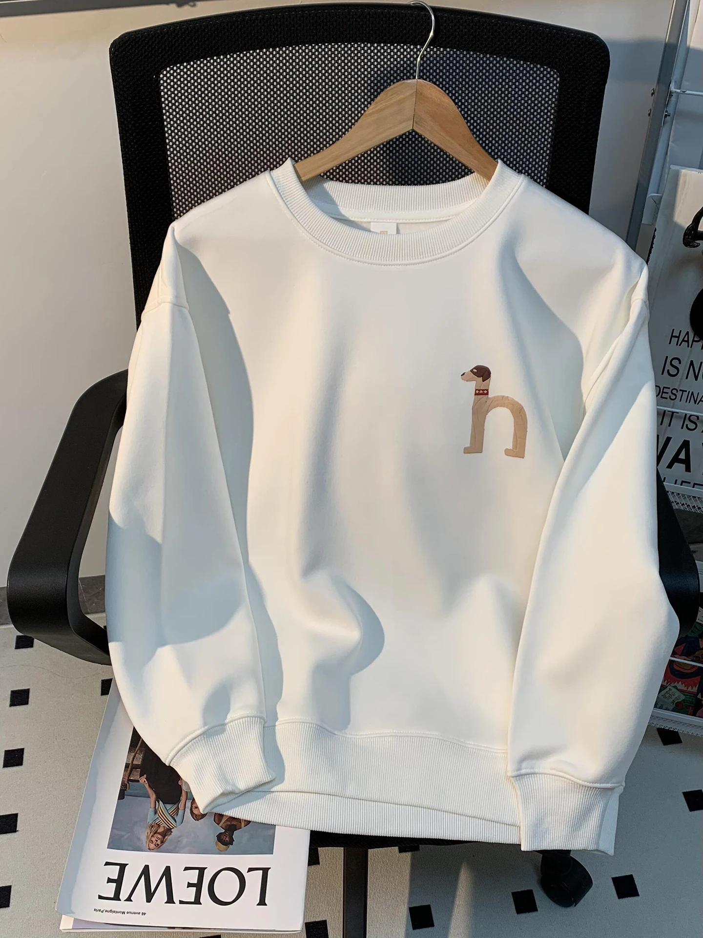

Spring New Sle Simple round Ne Sweatirt ex Cartoon Print Long Sve Loose Top Casual Breathable Polyester Cotton B...