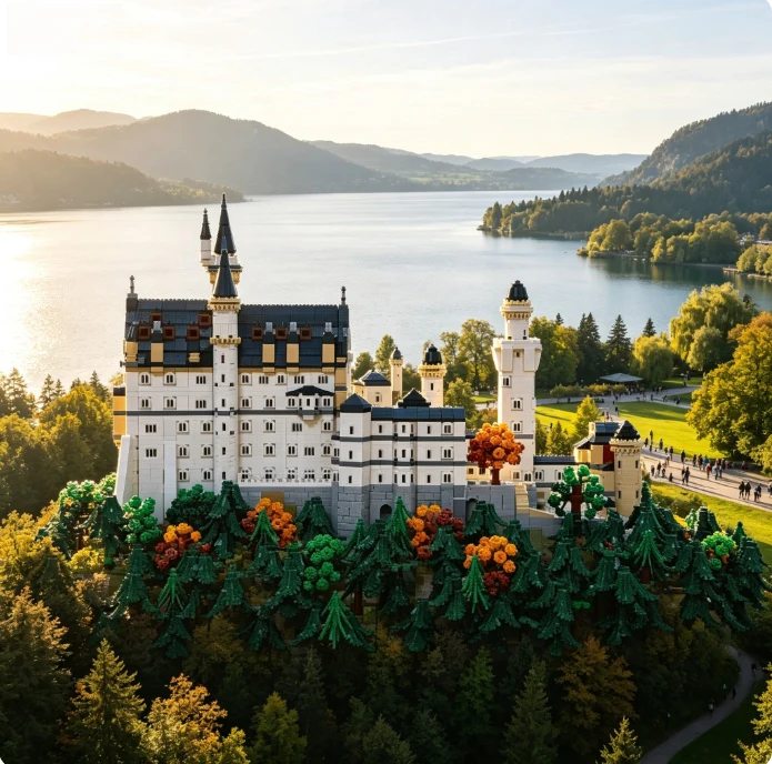 3455PCS New  Castle Building Model Kit compatible  European Castle Forest Landscape Block Adult Gift Set