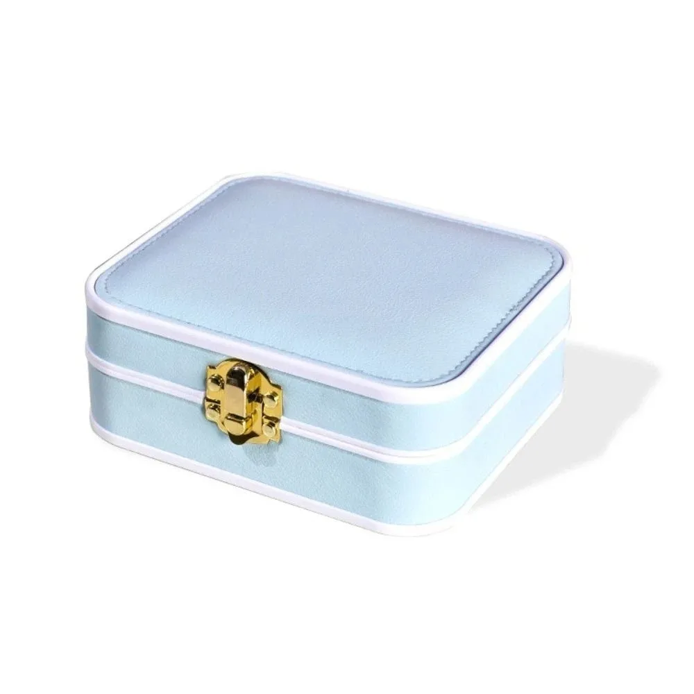 PU Leather Lockable Jewelry Box Double Layer Lockable Travel Jewelry Organizer Portable Vintage Portable Jewelry Case Gift