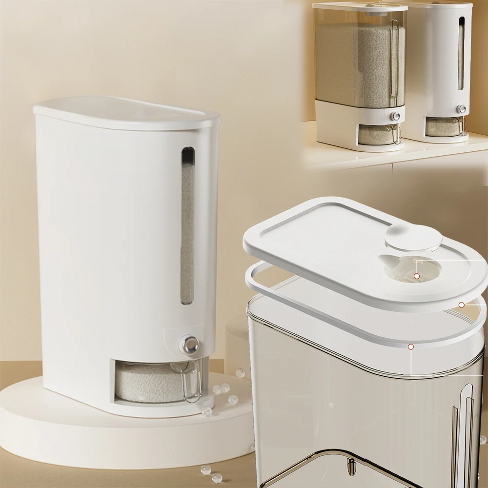 

5KG 10KG Capacity Pressed Rice Bucket Airtight Sealed Storage Box Anti Insect Moisture Proof Container for Grains Pantry 쌀통 밀폐용기