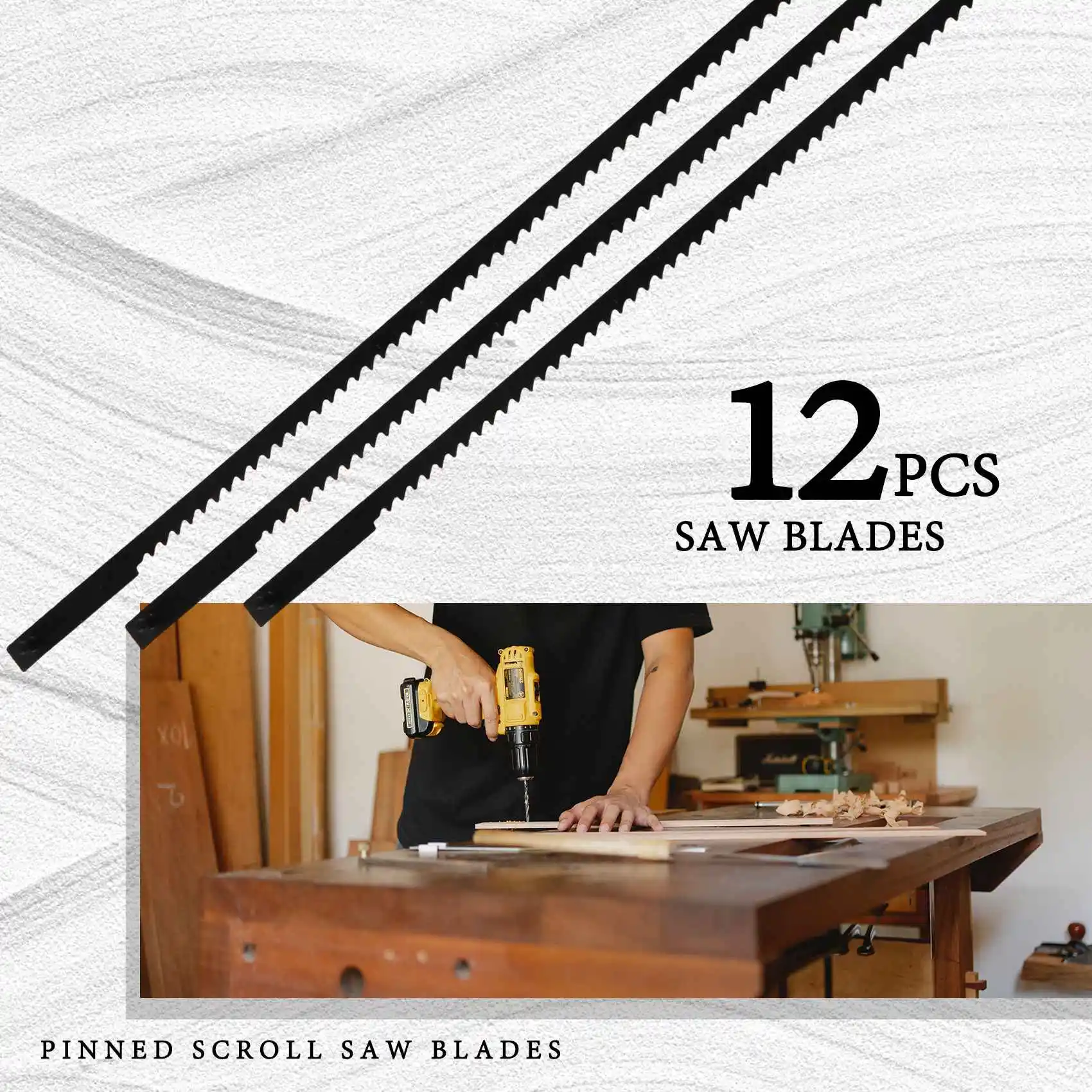 AT77 12Pcs 5 인치 고정 스크롤 톱 블레이드 TPI 10/15/18/24 DIYers 용 목공 용 전동 공구 액세서리