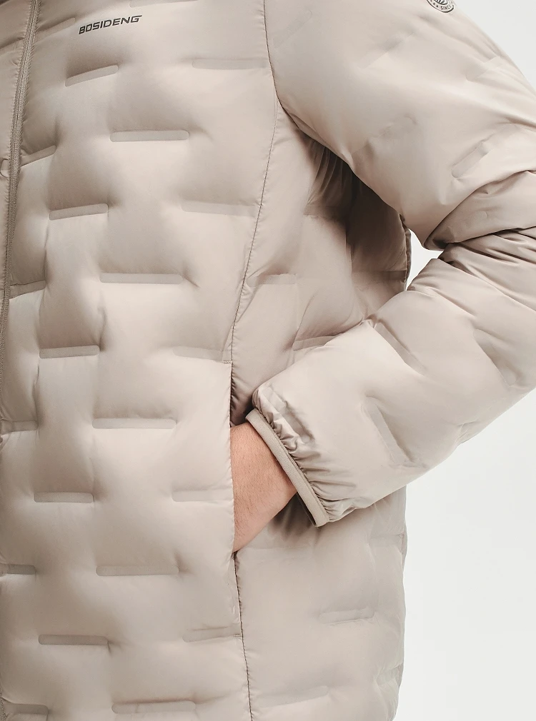 BOSIDENG Men's Hooded Lightweight down Jacket Warm Zipper Casual Winter Outerwear Coat for Outdoor