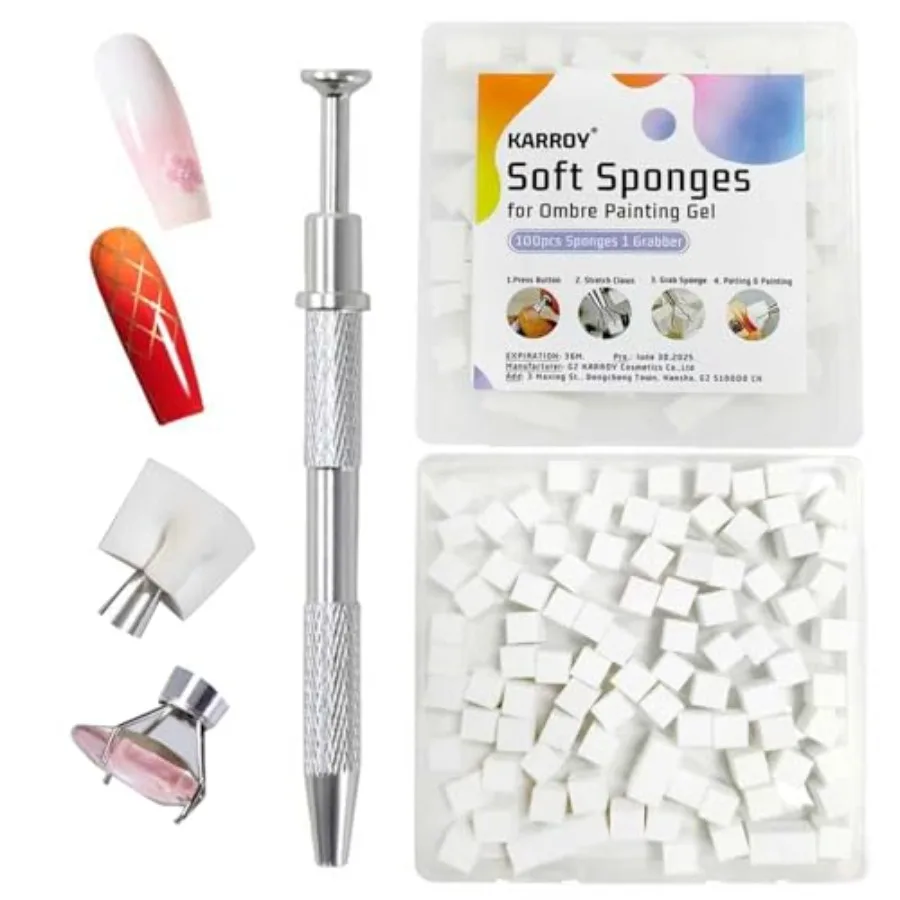 

Soft Sponges for Painting Nail Gel with Grabber, Professional Grabbing Tools for Ombre Gradient Painting Gel Nails Sponges Patt