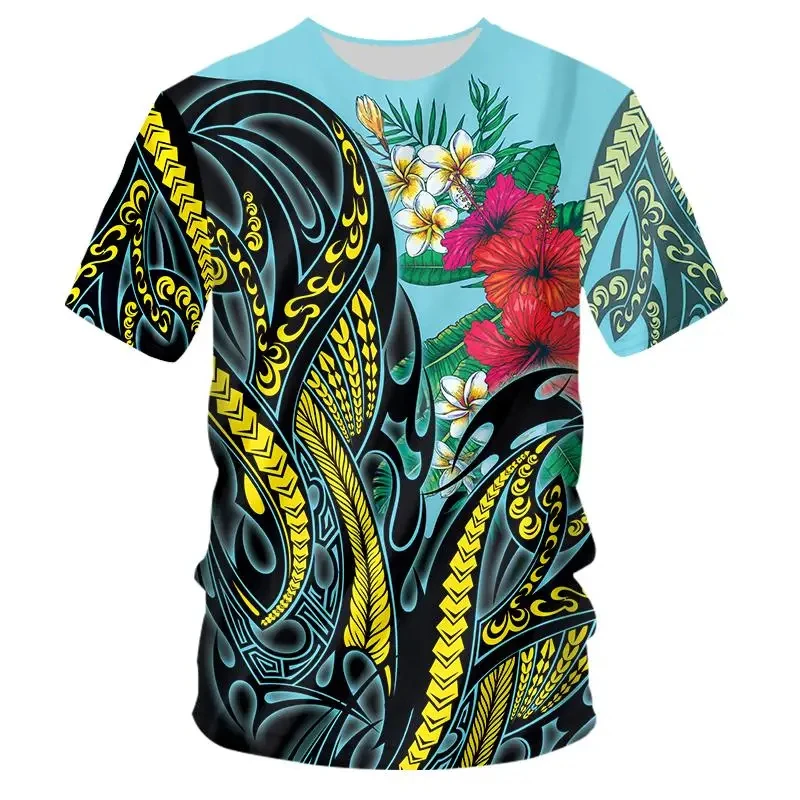 3d Printed Polynesian Tahiti T-shirt For Men Casual O Neck Short Sleeved Tee Tops Comfortable Hawaiian Oversized Men Tshirts