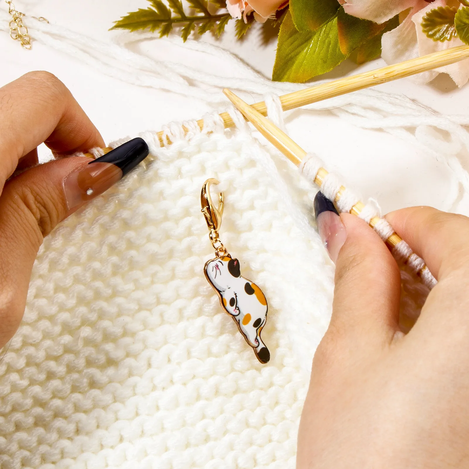 5pcs/Set Knitting Stitch Markers Cat Animal Multicolor Enamel Clip On Charms Needle Clip Crochet Stitch Lock Knit Sewing Tool