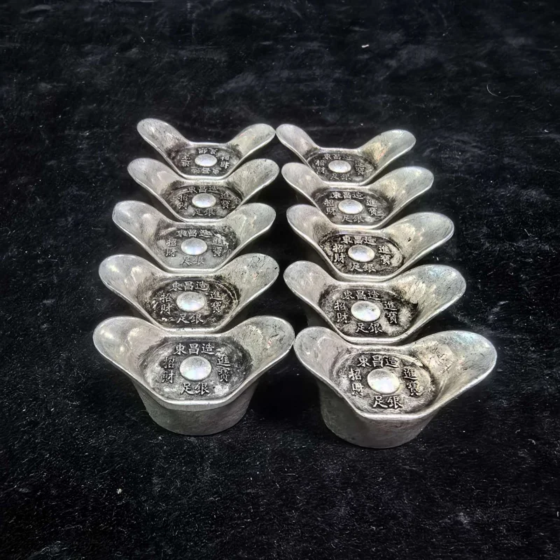 Ancient Coins, Qing Dynasty Silver, Yuanbao 0.1kg Miniature Handheld Ornament, Home Decoration