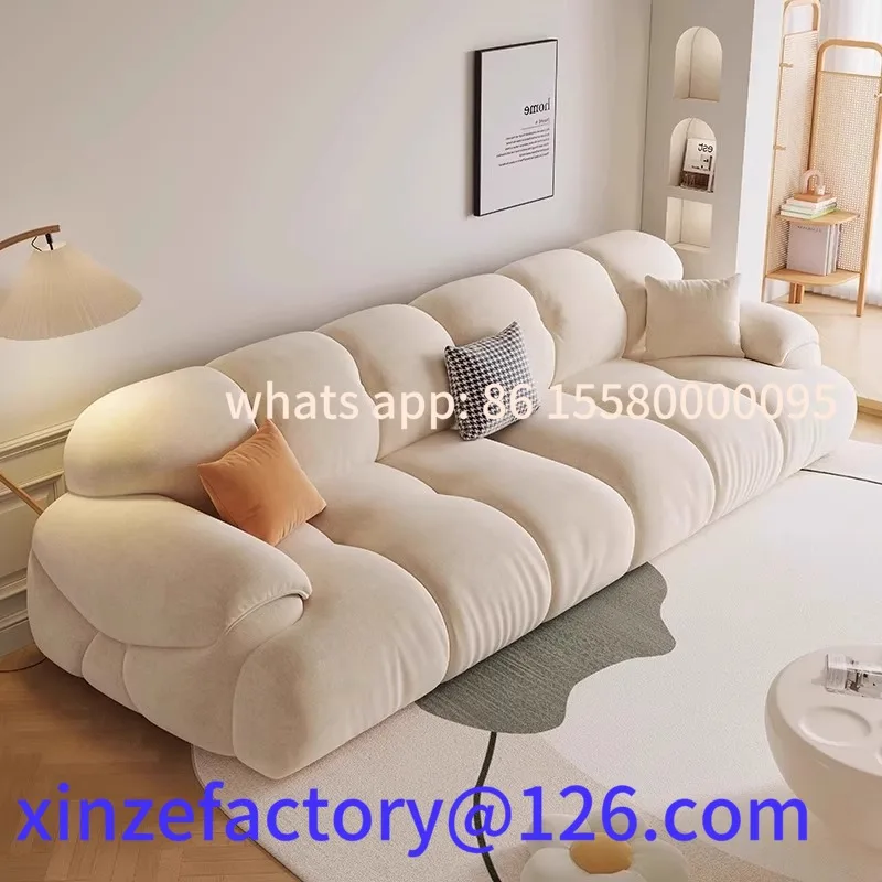 

Customizable Modern Simple Cloud Fabric Sofa Living Room Bedroom Straight Row Apartment Homestay Double