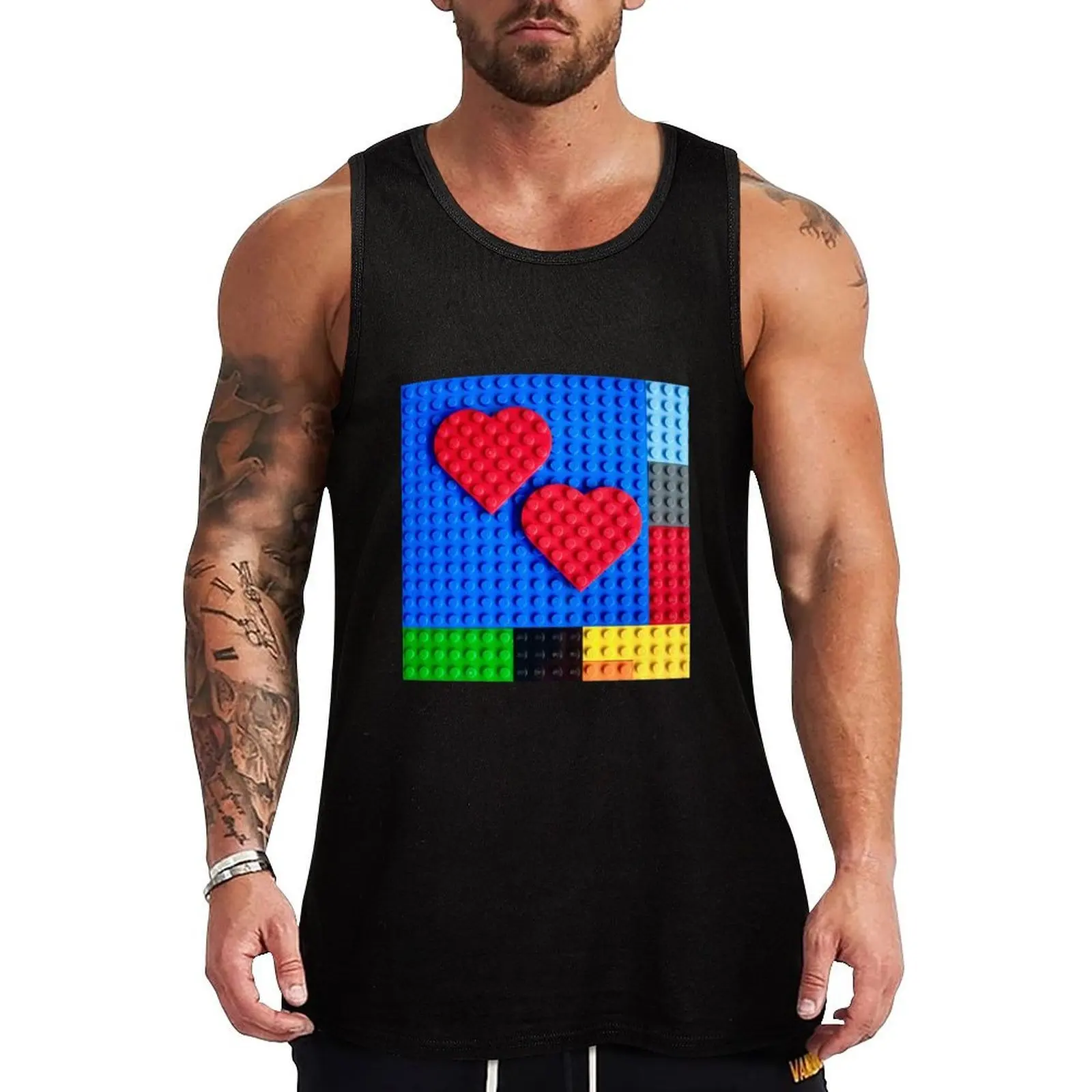 

Red hearts Tank Top clothes for men summer anime gym new in tops & t-shirt bodybuilding t shirt