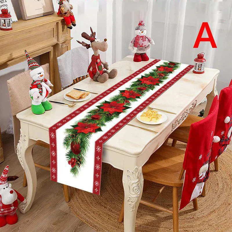 Christmas Table Flag Polyester Print Tablecloth Table Towel Factory Direct Sales Christmas Decoration Home Decor