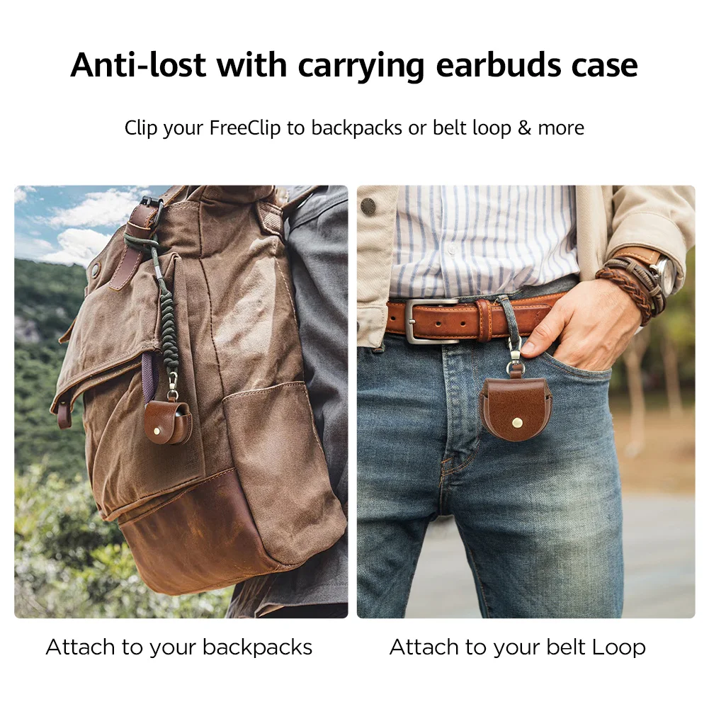 حافظة سماعة أذن كلاسيكية من الجلد الطبيعي مع خطاف لهاتف هواوي FreeClip غطاء سماعات أذن مقاوم للصدمات وغطاء حماية لسماعات الرأس